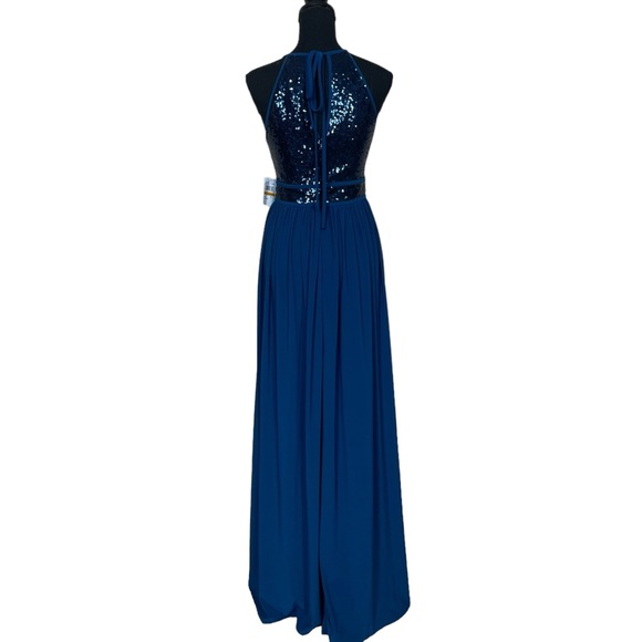 NWT Morgan & Co. Sequin A-Line Gown in Peacock Blue - Picture 7 of 15